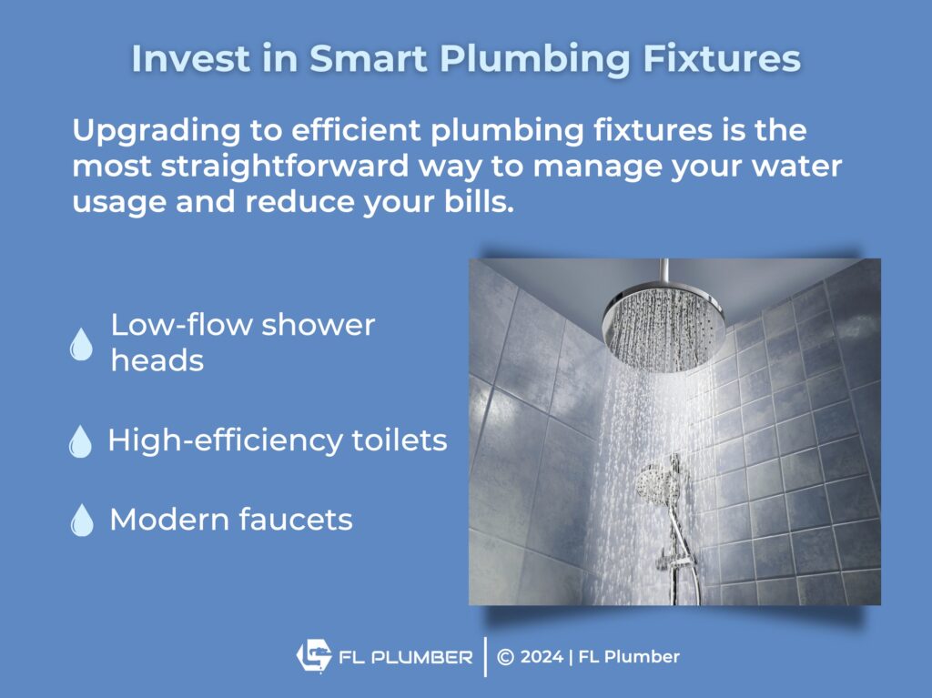 Callout 1: Shower head with running water- Three smart plumbing fixtures